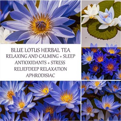 Aromatise Herbe Fait Main Sante Fleur Nenuphar Egyptien Seche Bleu Lotus Sac De Thé De Noel