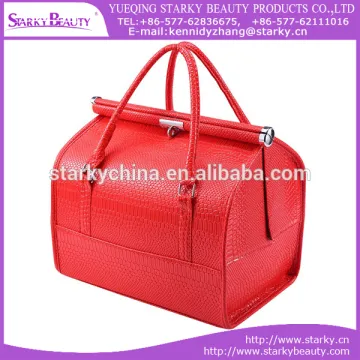 2016 new design Black PU leather cosmetic makeup case with handle