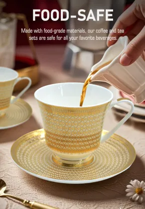 Elegant Royal Ceramic Tea & Coffee Set with 24K Gold