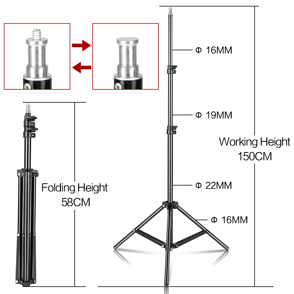 150cm/59inch Photography Tripod Light Stand With 1/4" Screw For Brithday Party Meeting Travel Wedding