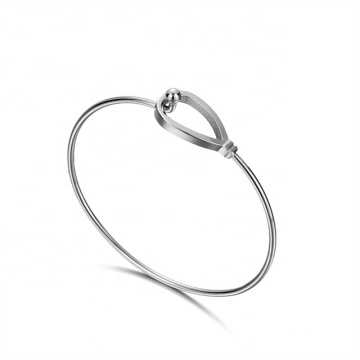 Iywu Aceon Stainless Steel Round Wire Bangle with Hook Closure