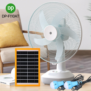 Ventilador de banco recargable DP de 16 pulgadas con bombilla LED de panel solar Salida USB DC