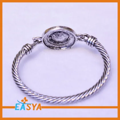 Antique Silver Chain Black Rhinestone Gem Bracelet