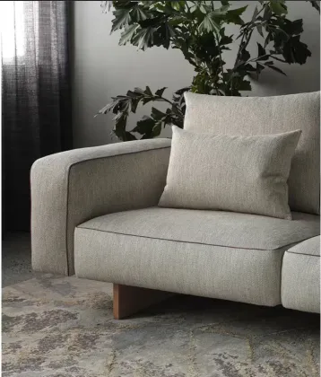 Mid-Century Modern Sofa in Neutral Grey Fabric