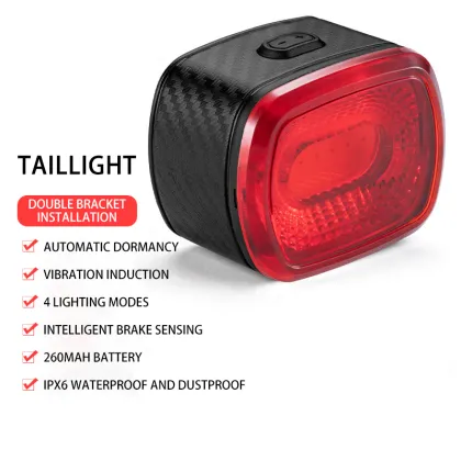 Universal Rechargeable LED Bicycle Tail Light - Red Square Lamp for Safety Riding