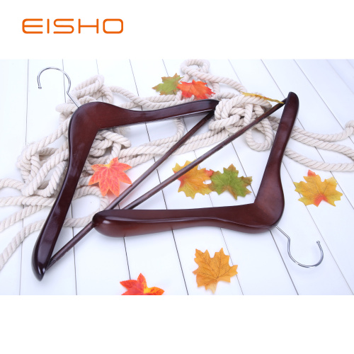 EISHO Natural Finish Durable Wooden Suit Hangers