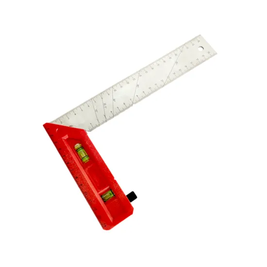 Plastic Handle 400mm Stainless Steel Measuring Ruler with Bubble Level Vials