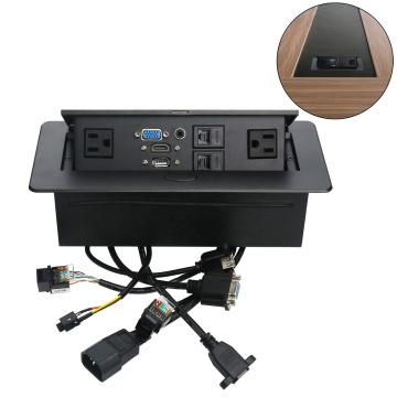 Tabletop Pop Up Power Box with Multimedia Outlets - USB, VGA, Audio, RJ45