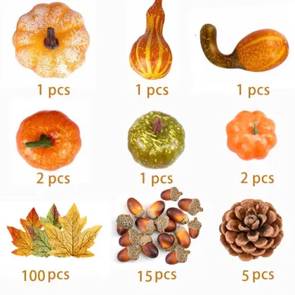 Mini Artificial Pumpkins for Fall and Thanksgiving Decorations