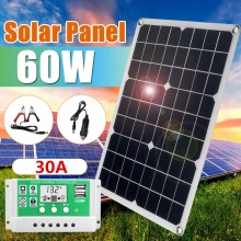 60W 18V Solar Panel Solar Cells Monocrystalline Battery Charger + Controller Solar Battery Charger Kit Semi-Flexible Car Boat