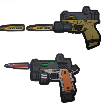 Soft PVC Rubber Weapon Series Badges with Hook Loop for Tactical Backpack
