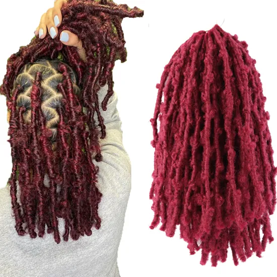 Butterfly Faux Locs Hair Bob Distressed Locs Pre Looped Crochet Braids Synthetic Natural Fluffy Hair Extension