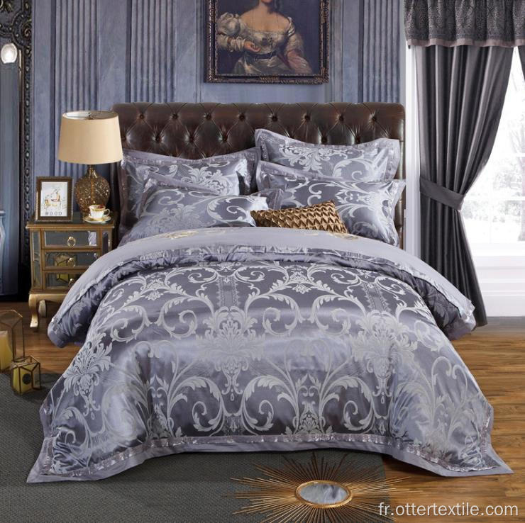 vente en gros housse de couette de luxe en satin de soie jacquard broderie