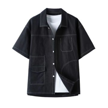 Factory Price Casual Black Short Sleeve Oversize Summer Shirts for Men