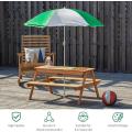 Wooden Bench with Sandbox Removable Outdoor Picnic Table