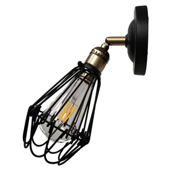 Vintage Metal Cage Shade E27 Wall Lamp