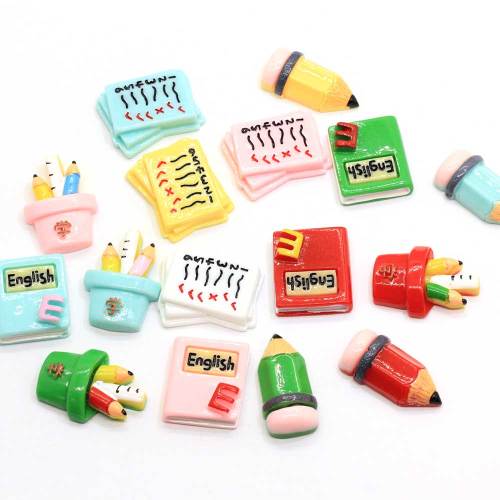 Various Stationery Pencil Exercise Book Shaped Resin Cabochon For DIY Craft Decor Beads Or Kids Toy Handmade Ornaments Charms