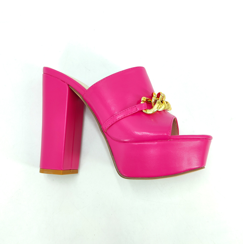 Fashion high heels women's metal horseshoe buckle shoes