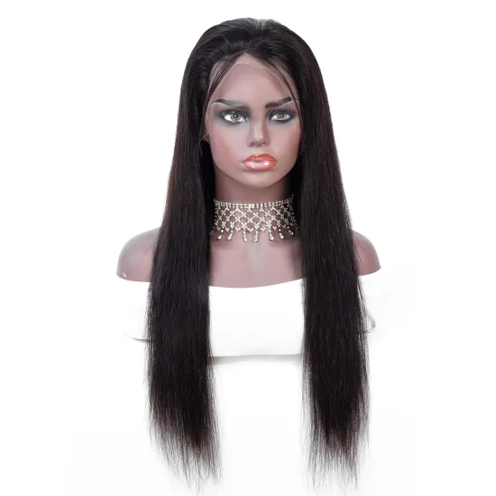 Pre Plucked Natural Hairline Straight Cambodian Human Hair Wigs Lace Frontal Transparent 13X4 13X6 Lace Wig Wholesale For Women
