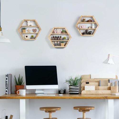 3 paquetes Rack de esmalte de uñas de madera montada en la pared