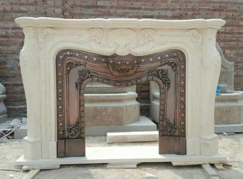 Large Size Egypt Cream Fireplace Mantel