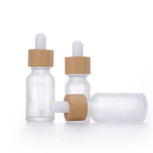 Frosted Glass Dropper Bottles Eye Dropper Bamboo Lids