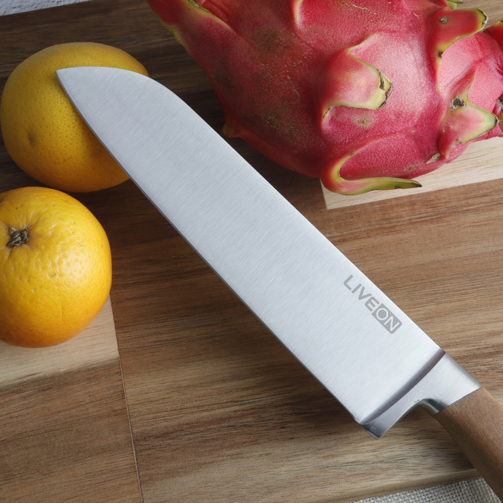 7 INCH SANTOKU KNIFE WITH WALNUT HANDLE