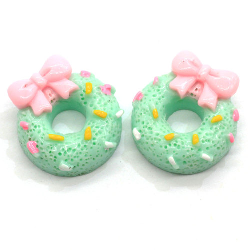 Großhandel 15mm Kawaii Bowknot Donuts Harz Dekoration Handwerk Flatback Cabochon Simulation Lebensmittel DIY Scrapbooking Telefon Haarschleife