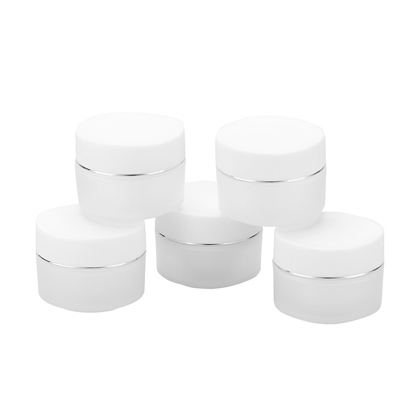 Couleurs mates blanches Plastique double mur à double paroi pp 15grm Emballage cosmétique Mini échantillon de crème pot à la crème