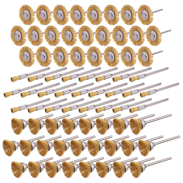 Professional 75-Piece Brass Wire Polishing Brush Set with 1/8\" Shank for Dremel and Other Rotary Tools
