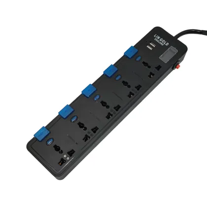 13A 220V Electrical Multi Socket Switch with Copper Plugs, Sockets, and USB Ports