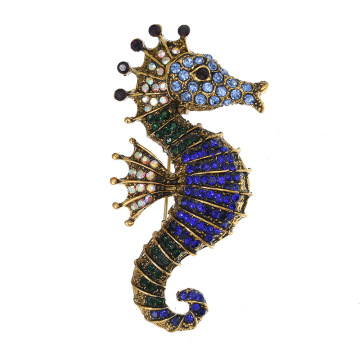 Cute Colors Rhinestone Seahorse Brooch for Women and Children's Party Clothing