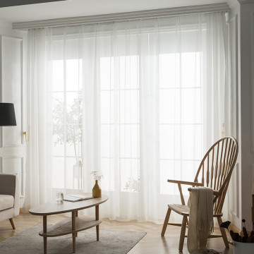 Bay window linen white curtains