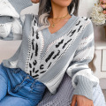 Womens Long Sleeve Leopard Print Sweater