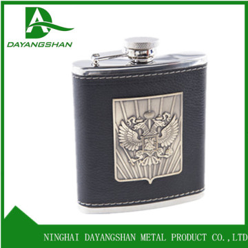Foreskin Stainless Steel Whisky Hip Flasks For Wholesale Insulated PU Leather 6oz Eagle Flask