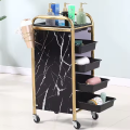 Luxus Edelstahl Metall Gold Plated Salon Friseur Trolley mit Richträdern für Friseurladen