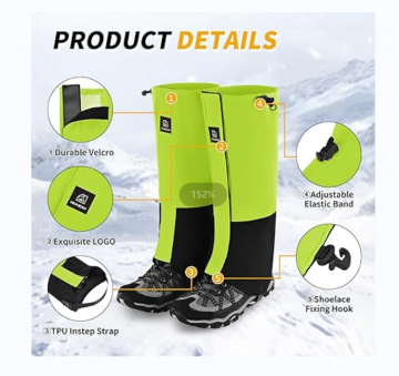 Leg Gaiters Waterproof Adjustable Shoe Snow