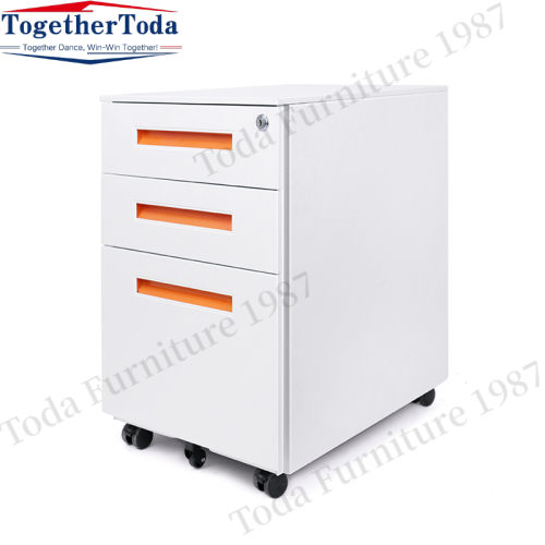 Modern office movable file cabinet with 3 drawers