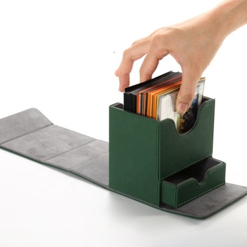 U-shaped Portable Travel Waterproof Leather Game Card Deck Box with Dice Drawer