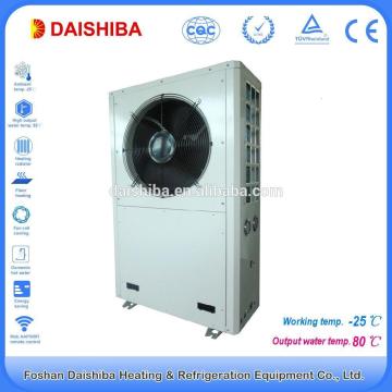 80 C degree high temperature heat pump for radiator heating, fan coil, floor heating and hot life water