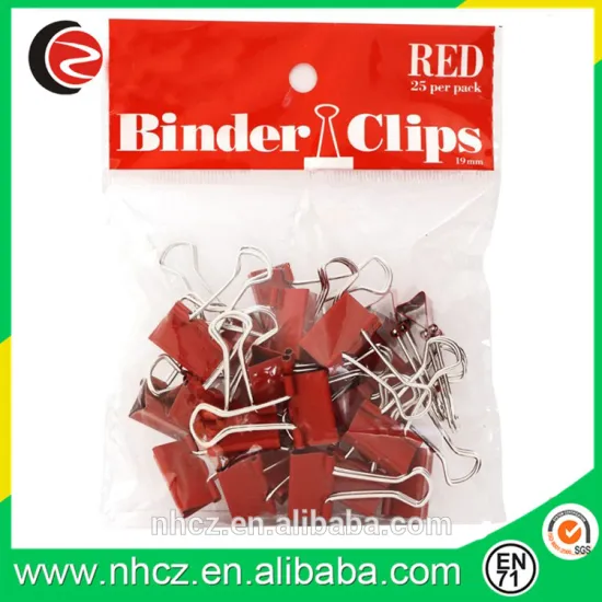 Small Red Binder Clips 19mm (.75 inch) - 25 Binder Clips per Pack