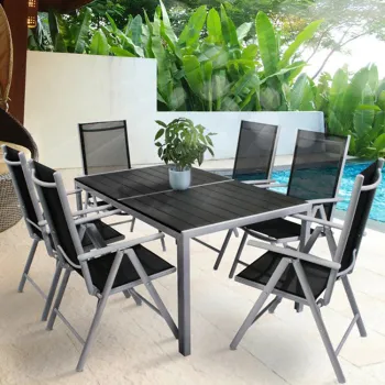 Outdoor Aluminum Garden Dining Table and Chair Set for 6 People