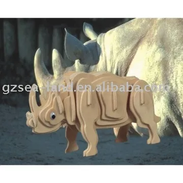 White Wooden Rhinoceros