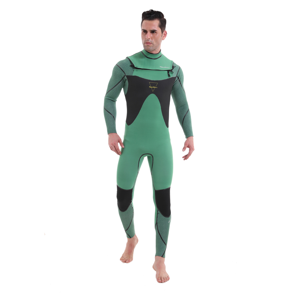 Seaskin Mens 3/2mm ยืด Neoprene หน้าอก zip wetsuit