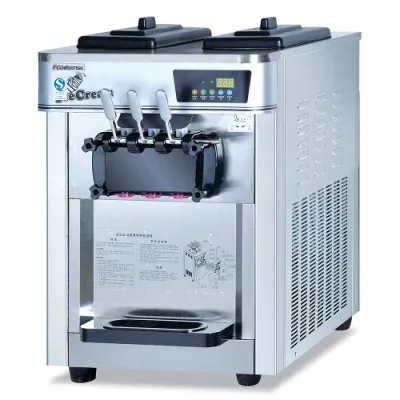 Countertop Soft Ice Cream Machine CE Approved 3 Flavors 24L/Hour Output 8L Capacity