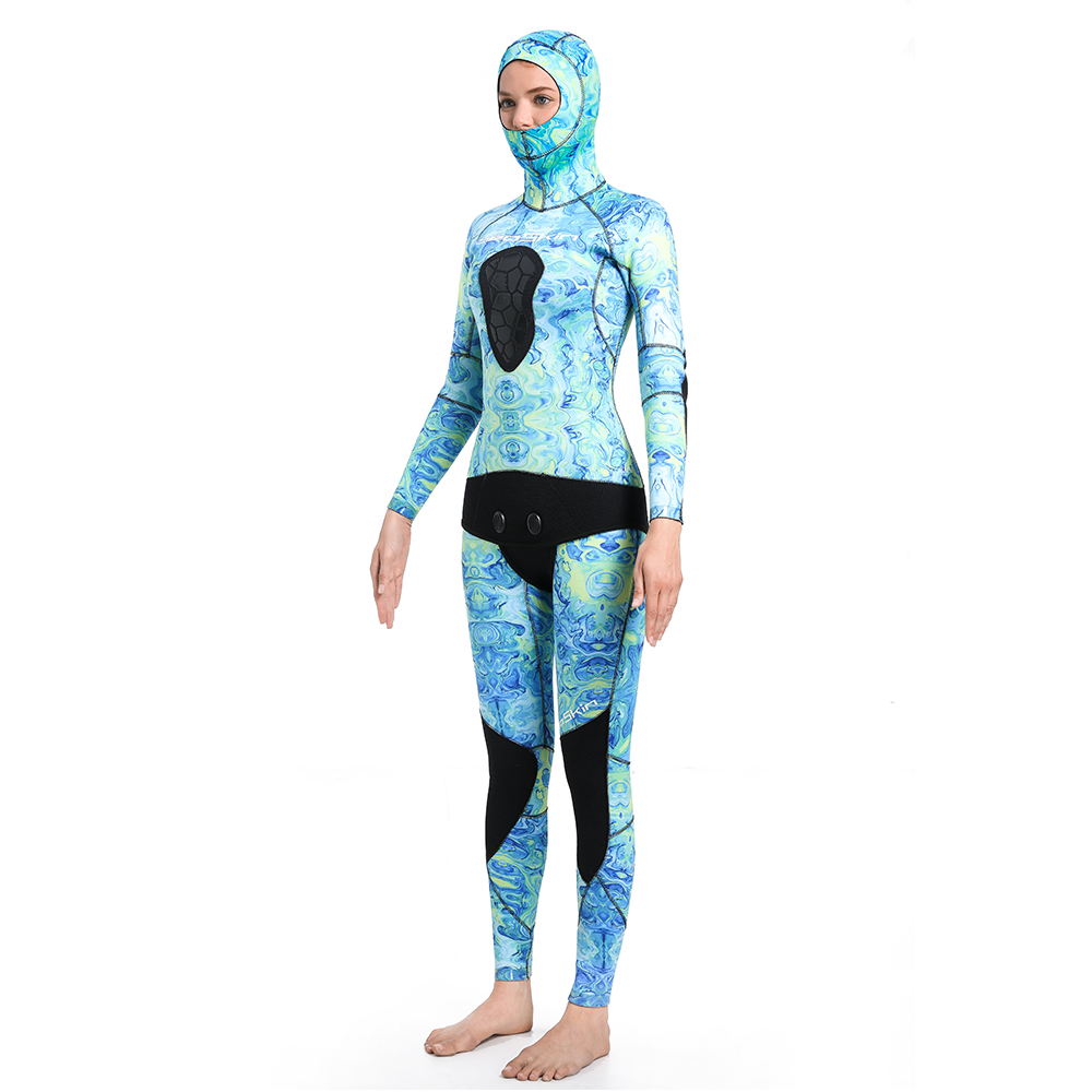 Seaskin Ladies Blue Ocean Camo Spearfishing Suit