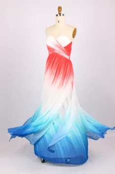 New Fashion Sweetheart A-Line Color gradient Chiffon Evening Dresses Floor-Length Evening Gowns