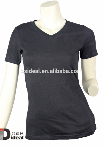 Promotional cotton v-neck t-shirt/promotional black t-shirt/custom v-neck t-shirt