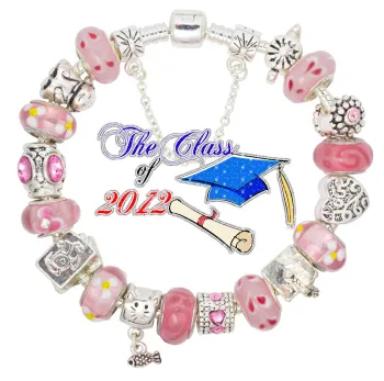 Graduation Day Graduate Gift Silver Hat Charm Bracelet Gd61