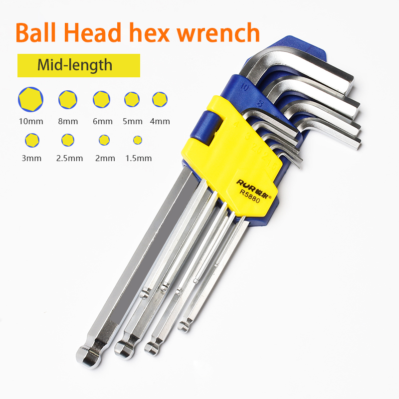 L type keys Hex Wrench Flat Ball Star Torx Head Spanner CR-V Hexagonal Wrench Set Multi function 9 pcs a set Hand Tools